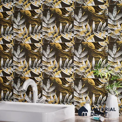Floral Wall Tile TL 07249 B Plana 8006 GLM (Gold) 1 ft x 1 ft Ceramic Matte Finish - 9 mm  | 2 mm Spacer is Mandatory | Please Expect a Slight Variation of Pattern (Sample)